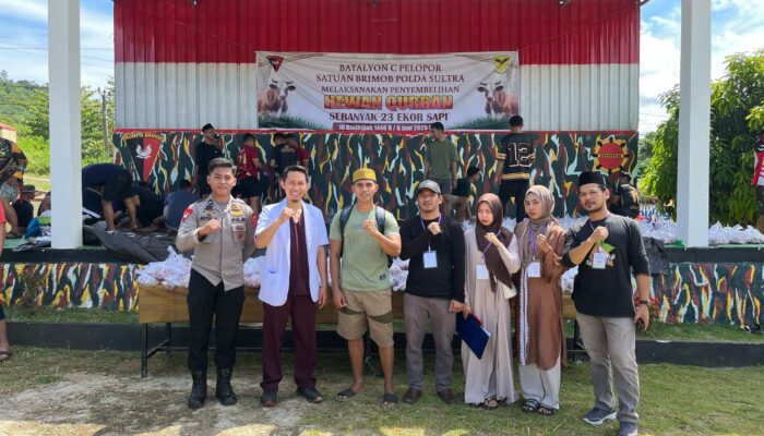Batalyon C Pelopor Satuan Brimob Polda Sultra Melaksanakan Penyebelihan Hewan Qurban Sebanyak 27 Ekor Sapi