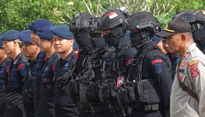 Brimob Sultra Ikuti Apel Gabungan Kesiapan Pengamanan Eksekusi Lahan di Wilayah Hukum Polres Konawe