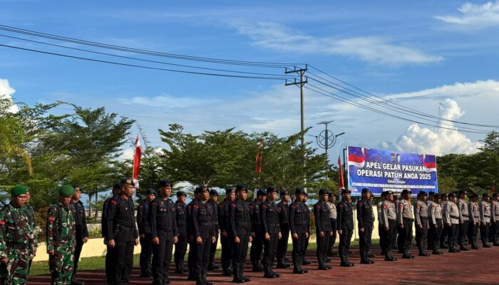 Batalyon C Pelopor Ikuti Apel Gelar Pasukan Operasi Patuh Anoa 2025 di Polres Kolaka Utara