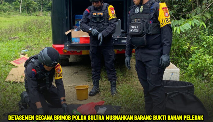 Detasemen Gegana Brimob Polda Sultra Musnahkan Barang Bukti Bahan Peledak di Wilayah Hukum Polres Buton