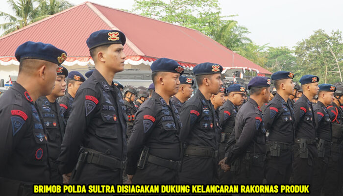 Brimob Polda Sultra Disiagakan Dukung Kelancaran Rakornas Produk Hukum Daerah 2025 di Kendari