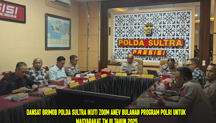 Dansat Brimob Polda Sultra Ikuti Zoom Anev Bulanan Program Polri untuk Masyarakat TW III Tahun 2025