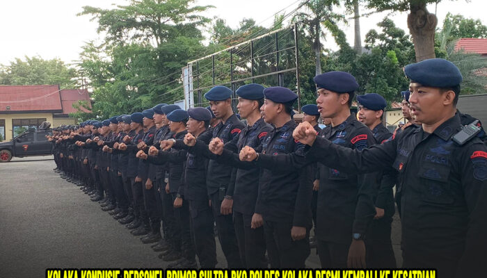 Kolaka Kondusif, Personel Brimob Sultra BKO Polres Kolaka Resmi Kembali ke Kesatrian