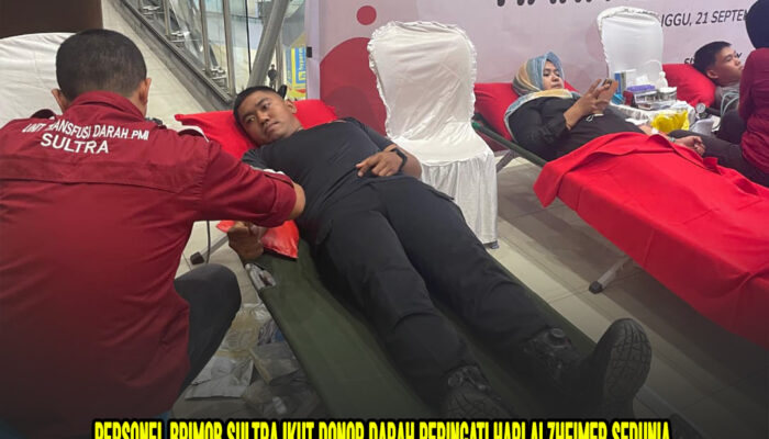 Personel Brimob Sultra Ikut Donor Darah Peringati Hari Alzheimer Sedunia