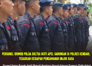 Personel Brimob Polda Sultra Ikuti Apel Gabungan di Polres Kendari, Tegaskan Kesiapan Pengamanan Unjuk Rasa