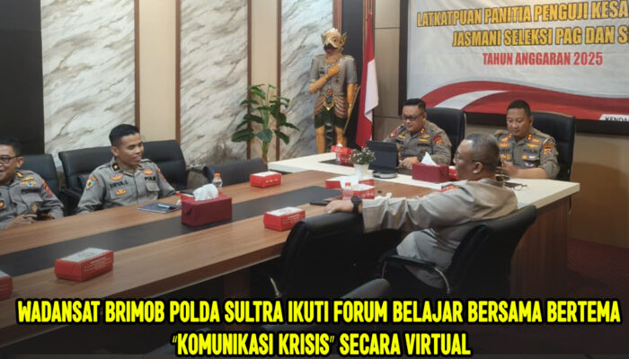 Wadansat Brimob Polda Sultra Ikuti Forum Belajar Bersama Bertema “Komunikasi Krisis” Secara Virtual