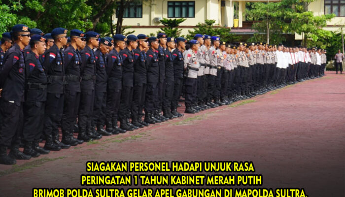Polda Sultra Siagakan Brimob dan Personel Gabungan Hadapi Unjuk Rasa 1 Tahun Kabinet Merah Putih