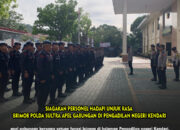 Siagakan Personel Hadapi Unjuk Rasa  Brimob Polda Sultra Apel Gabungan di Pengadilan Negeri Kendari