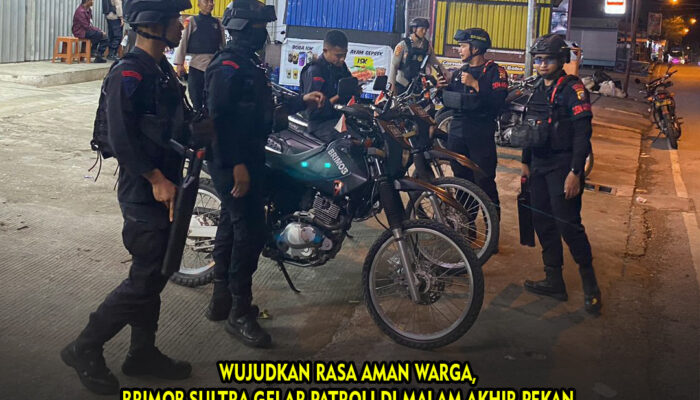 Wujudkan Rasa Aman Warga, Brimob Sultra Gelar Patroli di Malam Akhir Pekan
