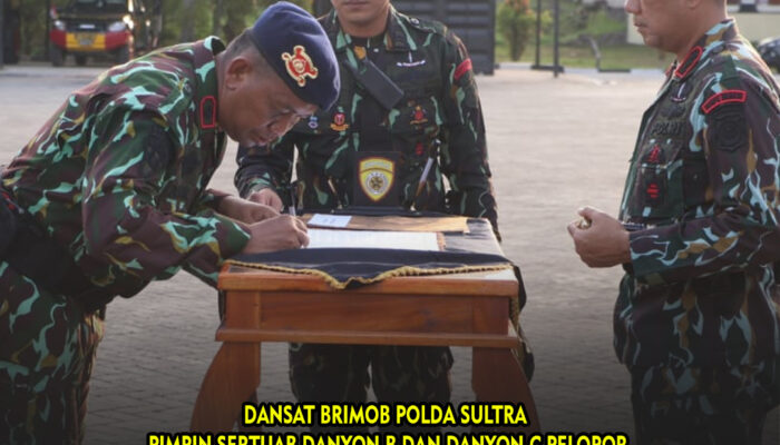 Dansat Brimob Polda Sultra Pimpin Sertijab Danyon B dan Danyon C Pelopor