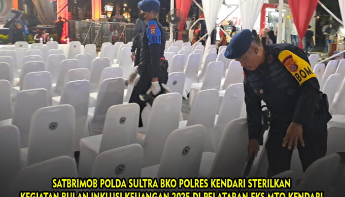 Satbrimob Polda Sultra BKO Polres Kota Kendari Amankan Kegiatan Bulan Inklusi Keuangan 2025 di Pelataran Eks MTQ Kendari