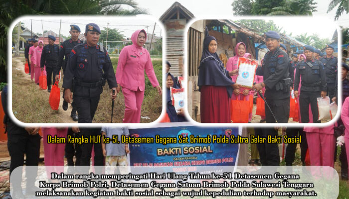 Dalam Rangka HUT ke-51, Detasemen Gegana Sat Brimob Polda Sultra Gelar Bakti Sosial