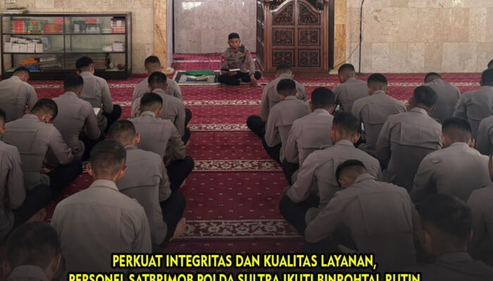 Perkuat Integritas dan Kualitas Layanan, Personel Satbrimob Polda Sultra Ikuti Binrohtal Rutin