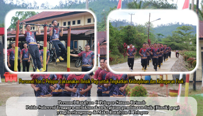 Personel Yon C Pelopor Laksanakan Binsik Pagi untuk Tingkatkan Kedisiplinan dan Kebugaran Fisik
