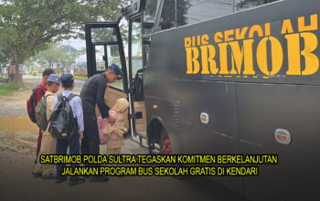 Satbrimob Polda Sultra Tegaskan Komitmen Berkelanjutan Jalankan Program Bus Sekolah Gratis di Kendari