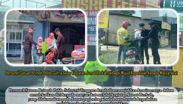 Personel Satuan Brimob Polda Sultra Gelar Kegiatan Jumat Berkah sebagai Wujud Kepedulian kepada Masyarakat