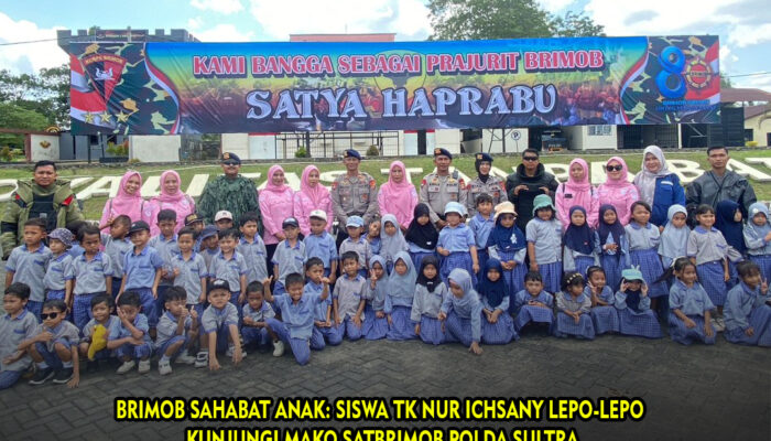 Brimob Sahabat Anak: Siswa TK Nur Ichsany Lepo-Lepo Kunjungi Mako Satbrimob Polda Sultra
