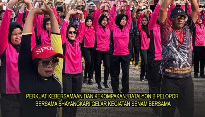 Perkuat Kebersamaan dan Kekompakan, Batalyon B Pelopor Bersama Bhayangkari Gelar Kegiatan Senam Bersama
