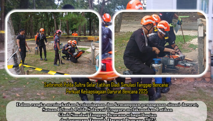 Satbrimob Polda Sultra Gelar Latihan Gladi Simulasi Tanggap Bencana: Perkuat Kesiapsiagaan Darurat Bencana 2025