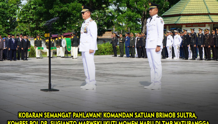 KOBARAN SEMANGAT PAHLAWAN! Komandan Satuan Brimob Sultra, Kombes Pol Dr. Sugianto Marweki Ikuti Momen Haru di TMP Watubangga