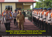 Kolaborasi Tanggap Bencana: Personel Batalyon C Pelopor Ikuti Apel Kesiapsiagaan di Polres Kolaka Utara