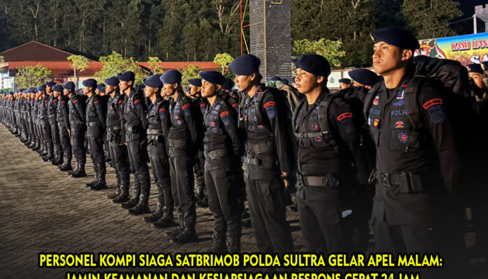 Personel Kompi Siaga Satbrimob Polda Sultra Gelar Apel Malam: Jamin Keamanan dan Kesiapsiagaan Respons Cepat 24 Jam