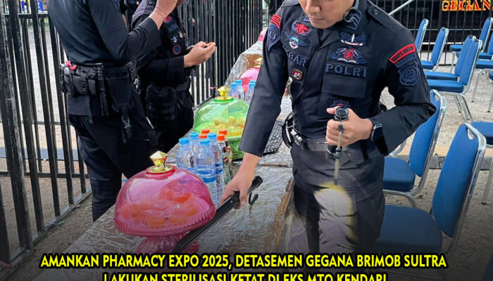 Amankan Pharmacy Expo 2025, Detasemen Gegana Brimob Sultra Lakukan Sterilisasi Ketat di Eks MTQ Kendari
