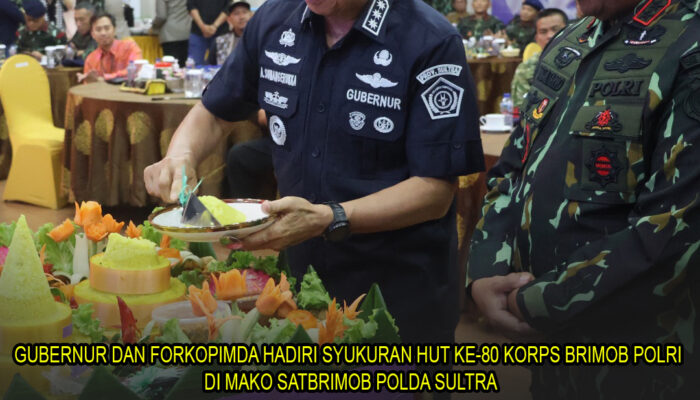 Gubernur dan Forkopimda Hadiri Syukuran HUT ke-80 Korps Brimob Polri di Mako Satbrimob Polda Sultra