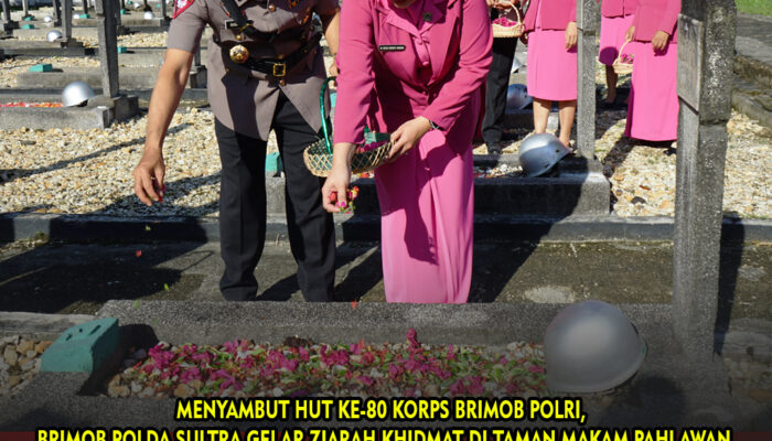 Menyambut HUT ke-80 Korps Brimob Polri, Brimob Polda Sultra Gelar Ziarah Khidmat di Taman Makam Pahlawan