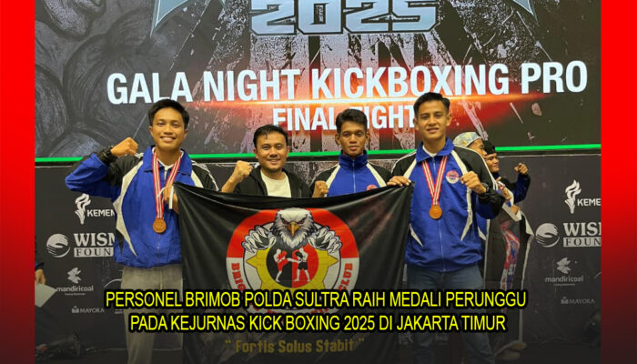 Personel Brimob Polda Sultra Raih Medali Perunggu pada Kejurnas Kick Boxing 2025 di Jakarta Timur