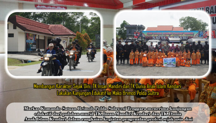 Membangun Karakter Sejak Dini, TK Insan Mandiri dan TK Dunia Anak Islam Kendari Lakukan Kunjungan Edukatif ke Mako Brimob Polda Sultra