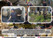 Dansat Brimob Polda Sultra Pimpin Aksi Pembersihan Sungai di Bawah Jembatan untuk Antisipasi Banjir di Kota Kendari