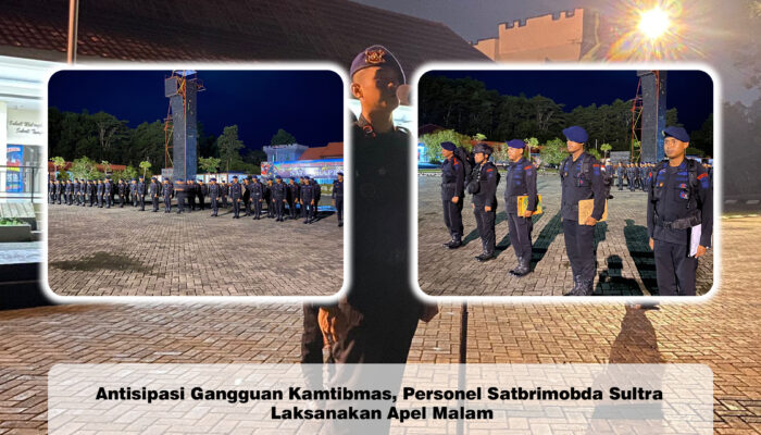 Antisipasi Gangguan Kamtibmas, Personel Satbrimobda Sultra Laksanakan Apel Malam