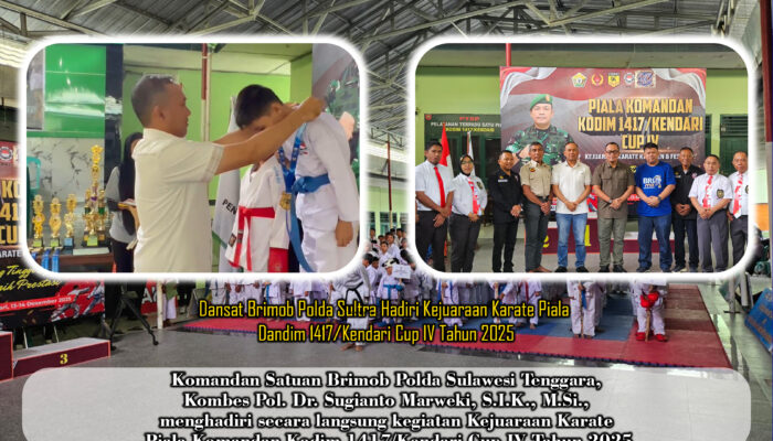 Dansat Brimob Polda Sultra Hadiri Kejuaraan Karate Piala Dandim 1417/Kendari Cup IV Tahun 2025