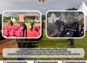 Personel Gegana Laksanakan Sterilisasi Lokasi Konser Musik 66 Festival di Lapangan Benu-Benua Kendari