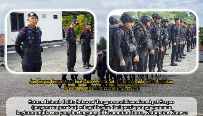 Apel Serpas Pengamanan Unjuk Rasa di Routa, Satuan Brimob Polda Sultra Tunjukkan Kesiapsiagaan dan Profesionalisme Personel