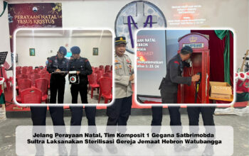Jelang Perayaan Natal, Tim Komposit 1 Gegana Satbrimobda Sultra Laksanakan Sterilisasi Gereja Jemaat Hebron Watubangga