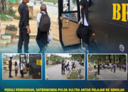Peduli Pendidikan, Satbrimobda Polda Sultra Antar Pelajar ke Sekolah dengan Bus Brimob