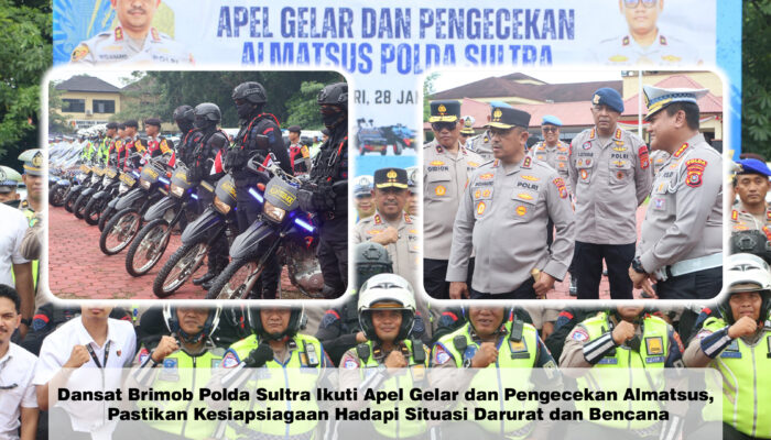 Dansat Brimob Polda Sultra Ikuti Apel Gelar dan Pengecekan Almatsus, Pastikan Kesiapsiagaan Hadapi Situasi Darurat dan Bencana