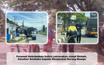 Personel Satbrimobda Sultra Laksanakan Jumat Berkah, Salurkan Sembako kepada Masyarakat Kurang Mampu