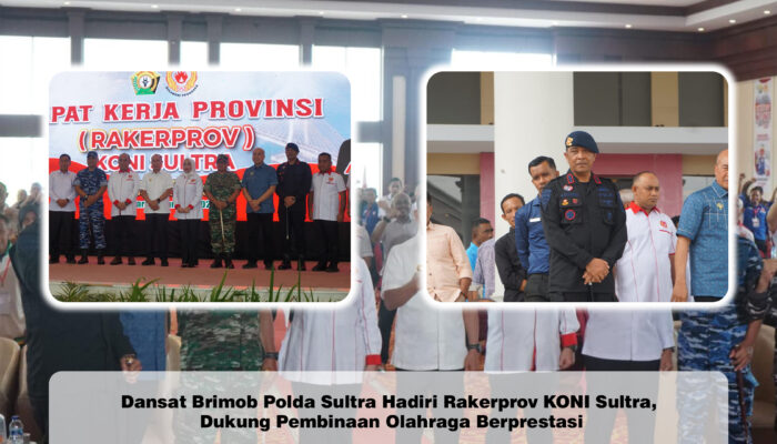 Dansat Brimob Polda Sultra Hadiri Rakerprov KONI Sultra, Dukung Pembinaan Olahraga Berprestasi