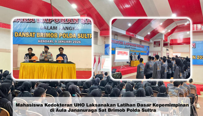Mahasiswa Kedokteran UHO Laksanakan Latihan Dasar Kepemimpinan di Aula Jananuraga Sat Brimob Polda Sultra