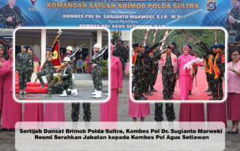 Sertijab Dansat Brimob Polda Sultra, Kombes Pol Dr. Sugianto Marweki Resmi Serahkan Jabatan kepada Kombes Pol Agus Setiawan