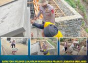 Batalyon C Pelopor Lanjutkan Pengecoran Prasasti Jembatan Sabilambo
