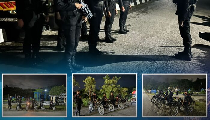 Personel Satbrimob Polda Sultra Laksanakan Patroli Skala Besar di Wilkum Polresta Kendari