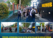 Personel Satbrimobda Polda Sultra Antar Pelajar ke Sekolah dengan Layanan Bus Brimob Gratis