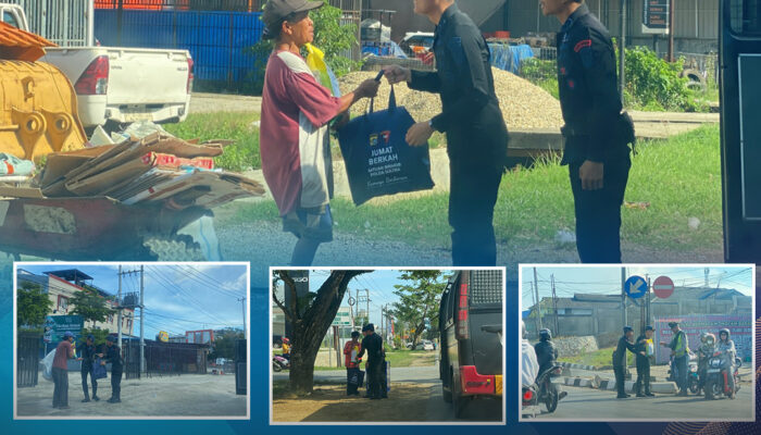Satbrimobda Sultra Gelar Jumat Berkah, Bagikan Sembako kepada Masyarakat Kurang Mampu di Kota Kendari