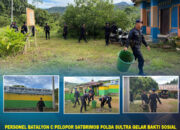 Personel Batalyon C Pelopor Satbrimob Polda Sultra Gelar Bakti Sosial (Kurve) di Lingkungan Pondok Pesantren Baitul Maqdis Lasusua