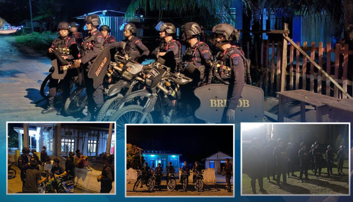 Patroli KRYD Batalyon B Pelopor Satbrimobda Sultra Sambangi Warga Bosoa dan Laompo, Pastikan Keamanan Shalat Tarawih