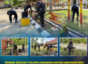 Cegah Penyebaran Penyakit, Personel Batalyon C Pelopor Laksanakan Sanitasi Lingkungan Mako